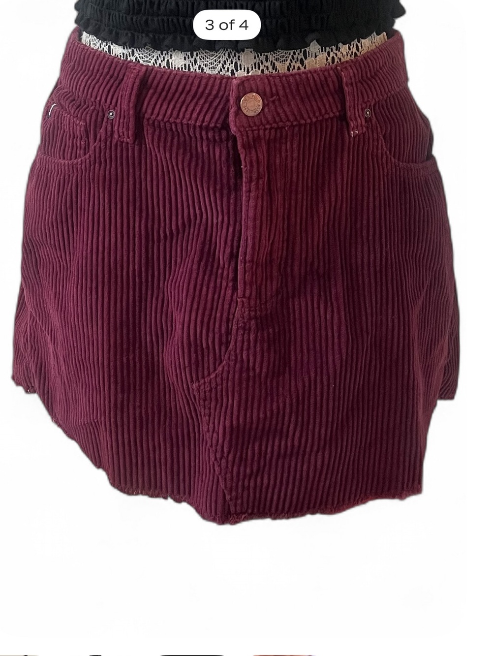 U.S. Polo Assn. Corduroy Mini Skirt in Deep Burgundy